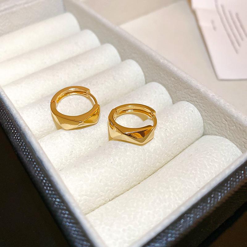 European and American Simple Geometric Beanie Stud Earrings Personalized Trend Earrings Metal Cold Wind Earrings Women