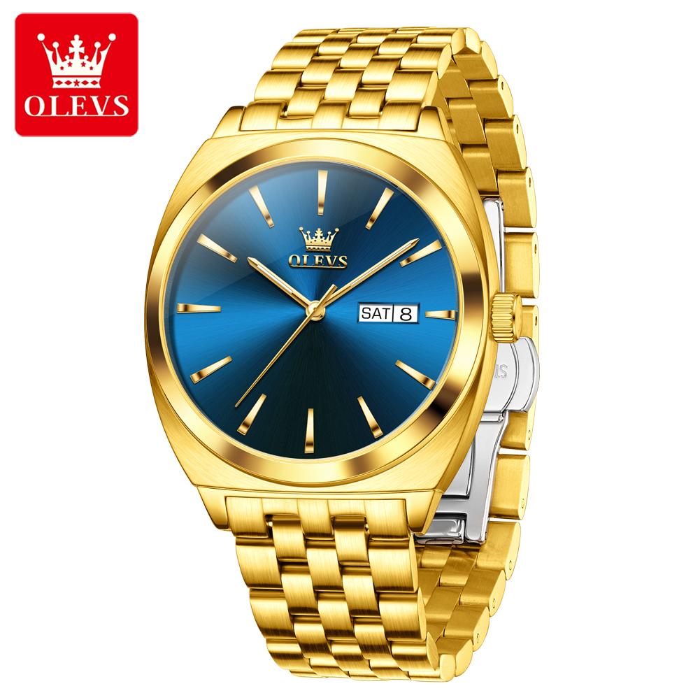 OLEVS 6730 High Quality Gents Mechanical Watch New Design Stainless Steel Band Luminous Calendar Hollow Out Business Wrist Watch