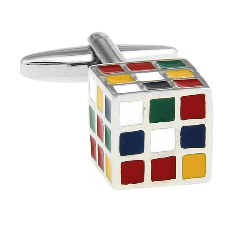 Igame Rubik'S Cube Cuff Links Muti-Color 3D Magic Cube Design Quality Brass Material Cufflinks For Men