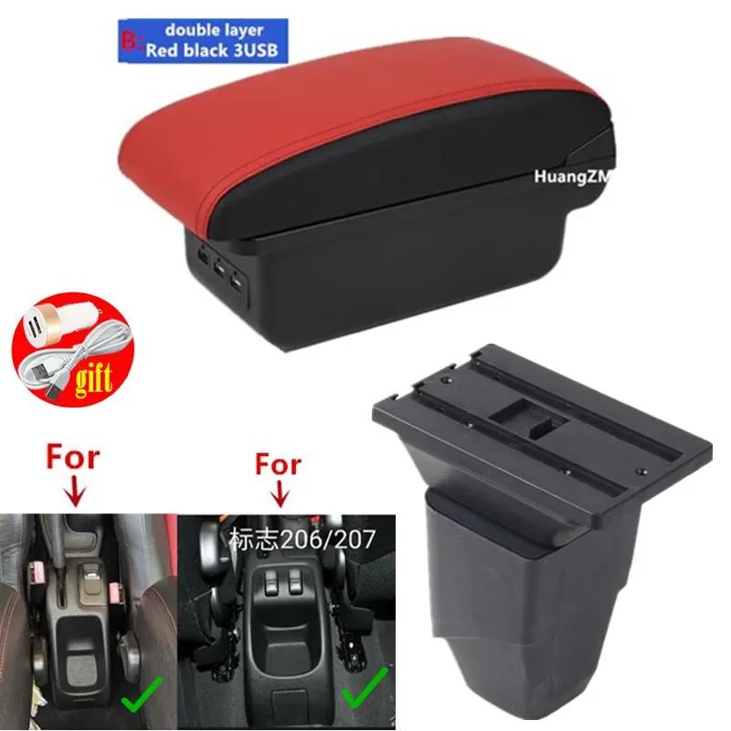 For Peugeot 206 Armrest box For Peugeot 206 207 CC Cabrio Armrest Box Central storage Box Retrofit Interior Car Accessories