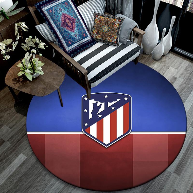Club Atletico de Madrid2 Round Area Rug,Carpet Rug for Living Room Bedroom Sofa Playroom Decor,Non-slip Floor Mat