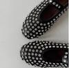 Luxury Crystal Rhinestone Fishnet Ballet Flats Woman Brand Design Rivet Studs Mesh Mary Jane Shoes Ladies Summer Cut Out Loafers