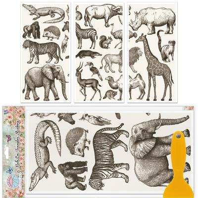 1set 3pcs PVC Waterproof Decorative Stickers Self Adhesive Decals for Furniture Decoration Animals 300x150mm