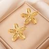 Luxury Gold Flower Stainless Steel Stud Earrings: Non-fading, Versatile, High-End Feel for Women