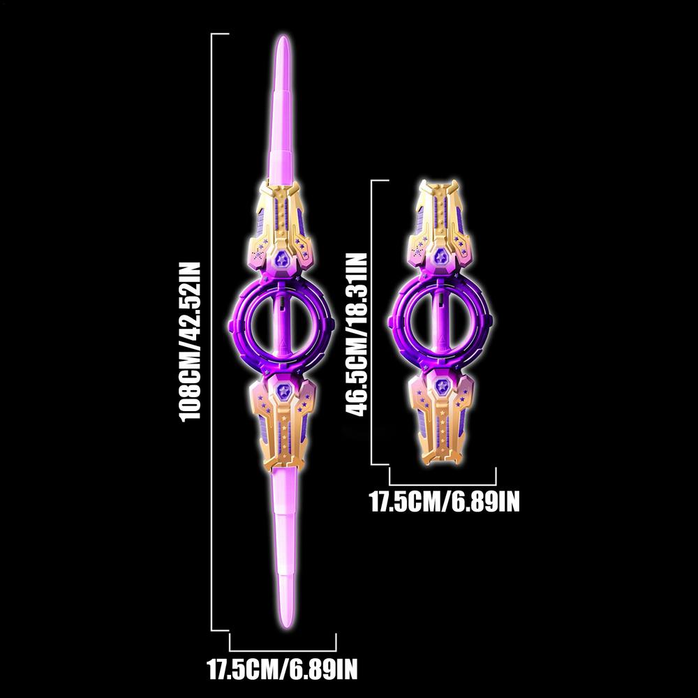 Colorful Glowing Sword Toys Laser Sword Lightsaber Fire Spinning Sword Double-Edged Telescopic Lightsaber Cosplay Children Toy розовый