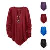 Dames Leuke Bedrukte Werkkleding V-hals Dubbele Laag Zakken Basic Lange Mouwen Top Pullover Valentijnsdag