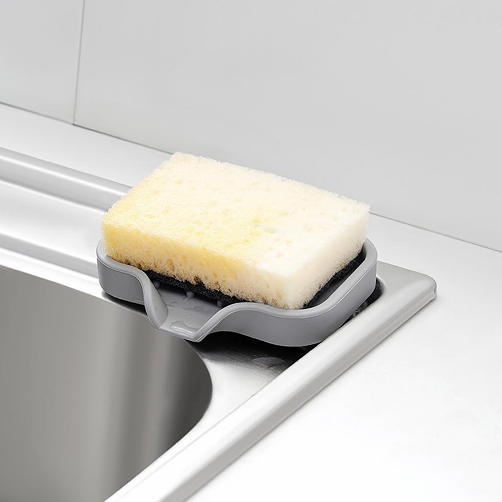 Sink Silicone Tray With drain Soap Sponge Storage Holder Countertop Sink Scrubber Brush Storage Rack Kitchen Organizer