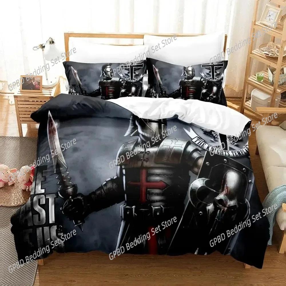 3D Print Christian Knights Templar Beding Set Bedrom Soft Modern Bedspreads Comefortable Soft Duvet Cover Comfortable Quilt Cover Pilowcase