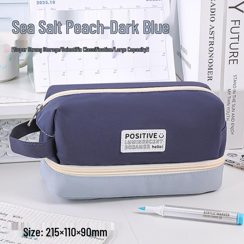 Large Capacity Blue Transparent Ita Pencil Case - Stylish and Functional for Students
