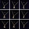 Kpop Shining A-Z Letter Pendant Charm Necklace 26 Initial Alphabet Name Golden Clavicle Chain Party Valentine's Day Jewelry Gift