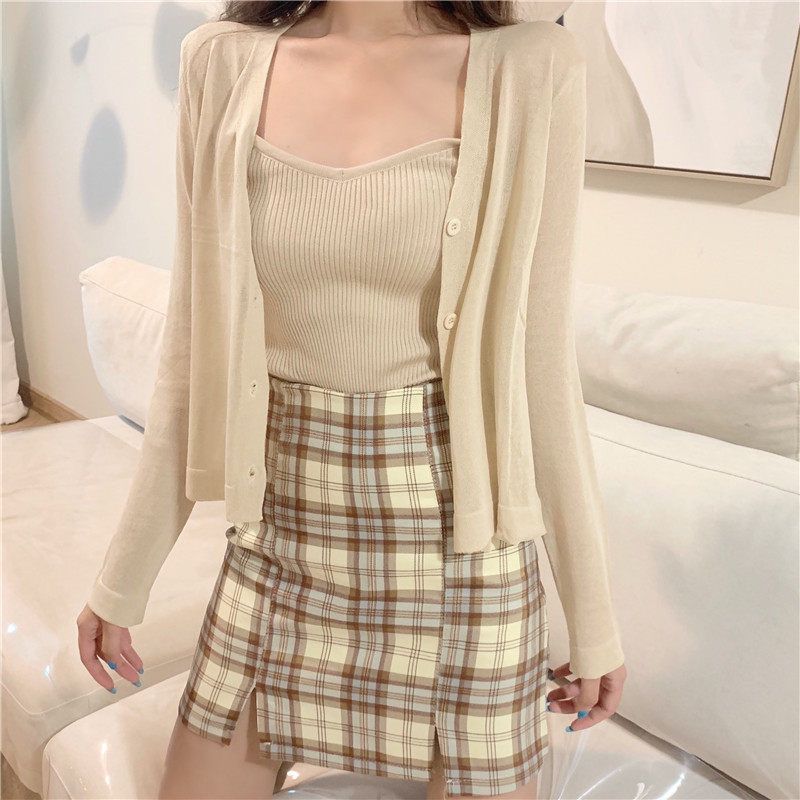 Small shawl summer thin summer candy color sunscreen ice silk knitted sweater outer cardigan knitted summer thin