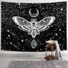 Witchcraft Butterfly Moth Tapestry Mystery  Skull Dead Head  Black And White Gothic Quarters Decorative