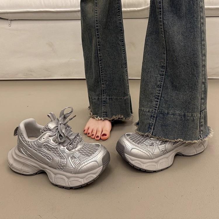 Versatile women's platform casual shoes spring and summer mesh breathable outdoor sports shoes