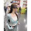 Pure Desire Sweet Spicy Fake Two-piece Long-sleeved Bottoming Women's Spring and Autumn New Color-blocked Slim-fitting Inner Top