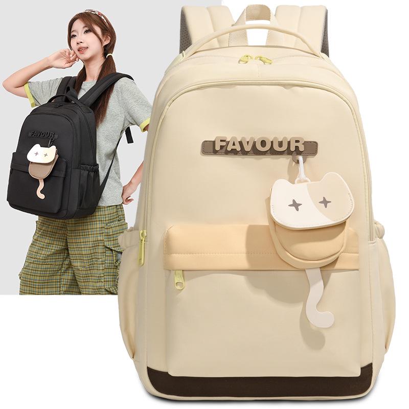 Stylish Solid Color Backpack for Middle and College Girls: Korean-Inspired, Large Capacity