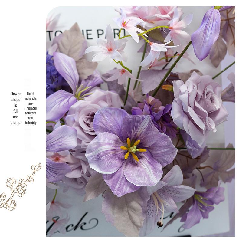 Purple Themed Wedding Arch Decoration: European Style Artificial Floral Art