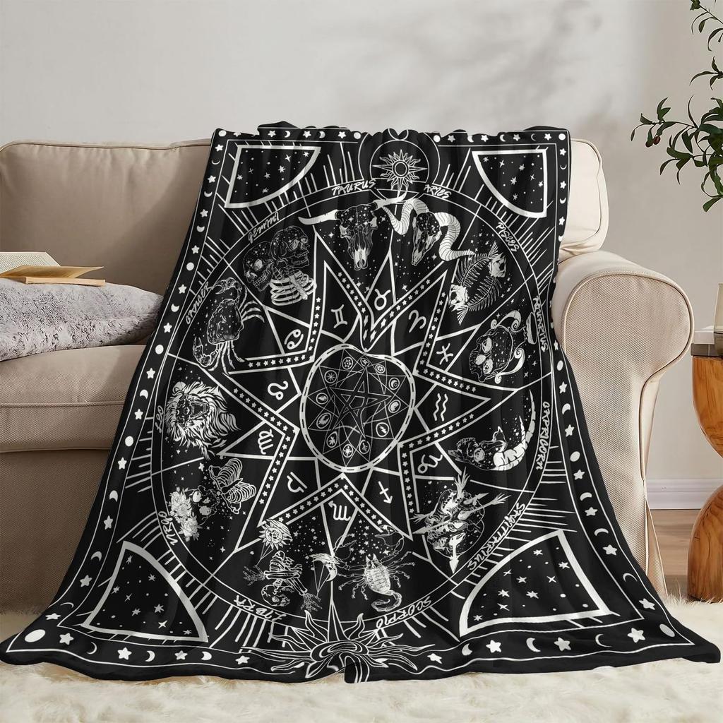 Mysterious Mandala Pentagram Digital-printed Polyester Bedroom Velvet Flannel Cover Blanket Fleece Soft Cover Blankets for Beds