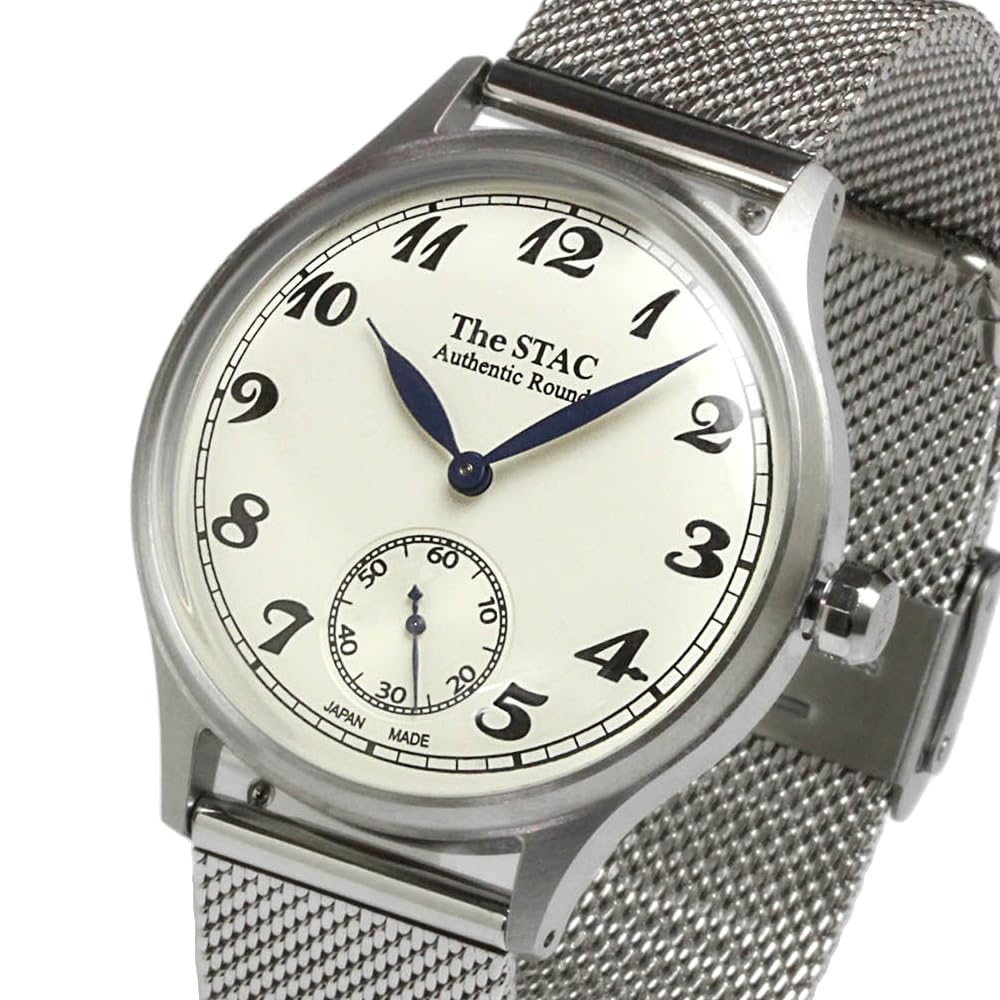 The STAC Made In Japan Domestic Watch 36mm Classic Retro Unisex White Stainless Steel Mesh Belt [The Stack] Men's Women's ST-AR002