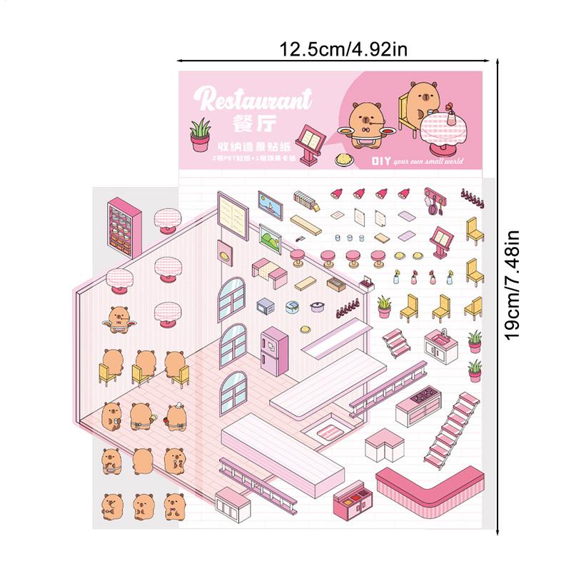 Haus Szenen Aufkleber 3D Cartoon Haus Aufkleber Niedliche Aufkleber Szenen Kinder Szenen Aufkleber Set Für Kinderzimmer Vorschule