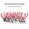 Compact Jewelry Pliers Set: Needle-Nose, Mini Round-Nose, and Angled Cutting Tools. Perfect for DIY Crafting.