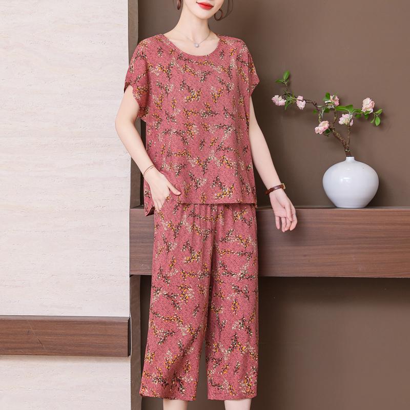 Elegant Women's Pants Sets Summer Vintage Clothes Casual Plus Size 2 Piece Sets