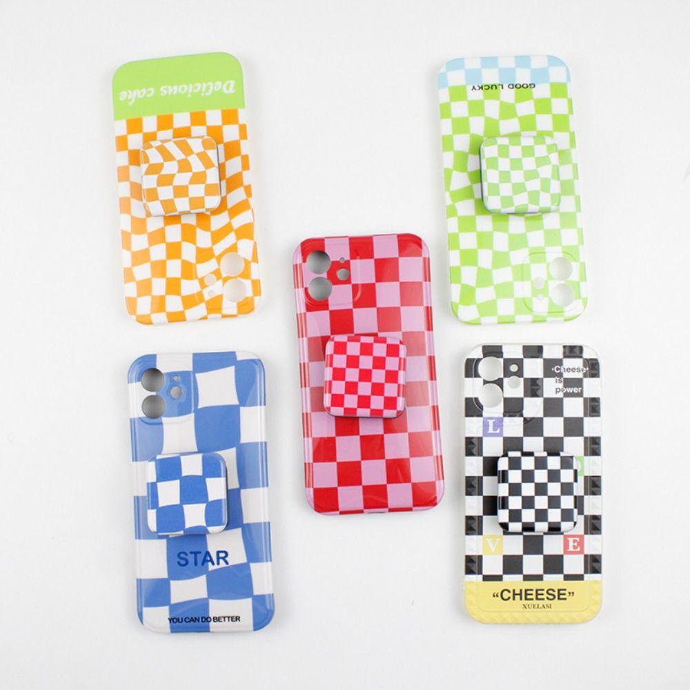 Her Women Girls Folding Phone Bracket Plaid Mirror Makeup Mirror Phone Stand Holder Cosmetic Mirror