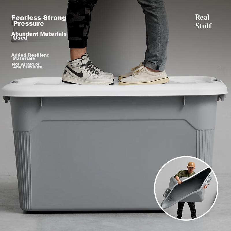 Xitianlong Plastic Storage Box, Moving Car Organizer Box, 41L, Glacier Gray, 1 Piece, Without Wheels