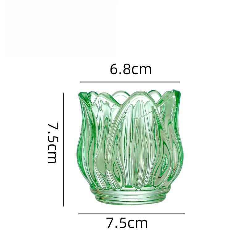 Glass Tulip Candle Cup, Atmosphere Decoration, Photo Prop, Candlestick, Lotus-shaped Candlestick, Candle Utensils