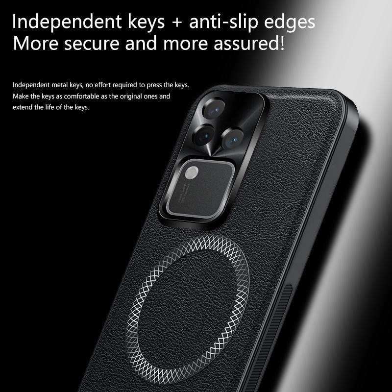 For Vivo S18 Pro V30 Pro Case Magnetic Elegant Leather Wear-Resistant Lens Fully Covered Non-Slip Grip Edge Cover Shell