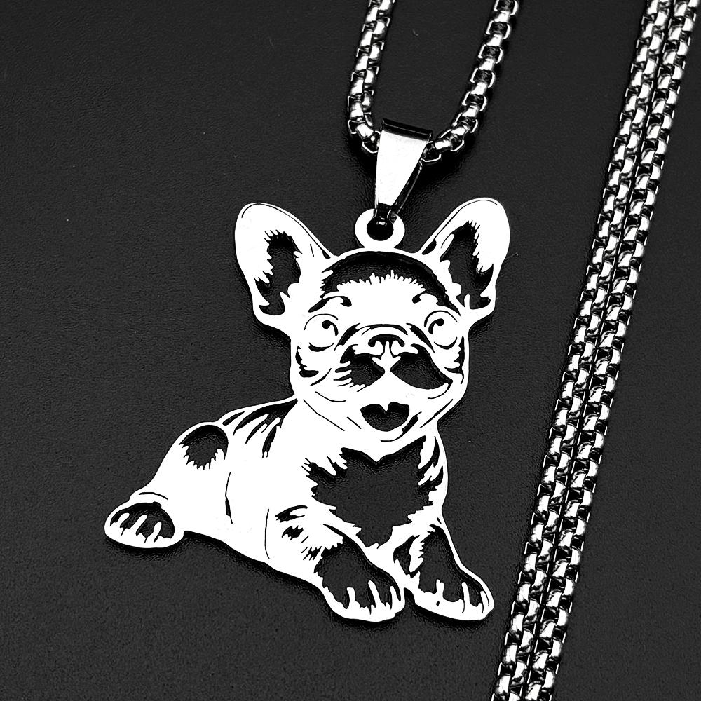 Cute French Bulldog Pendant Necklace Women Men Stainless Steel New Design Trendy Animal Puppy Pet Jewelry Gift For Dog Lovers