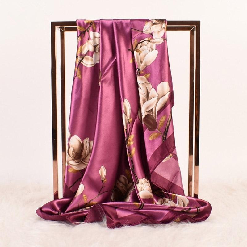 High Quality Silk Square Scarf Women Silk Shawl Neckerchief Female Print Headband Head Wraps Foulard Hijab Hair Bands Bandana
