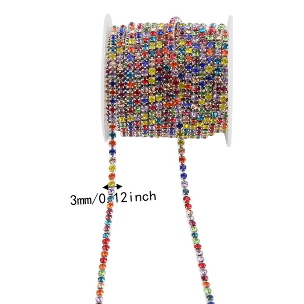 1pcs 3mm Rhinestone Trim 10 Yards Crystal Rhinestone Trim Glittering Rhinestone Chain  For DIY Craft