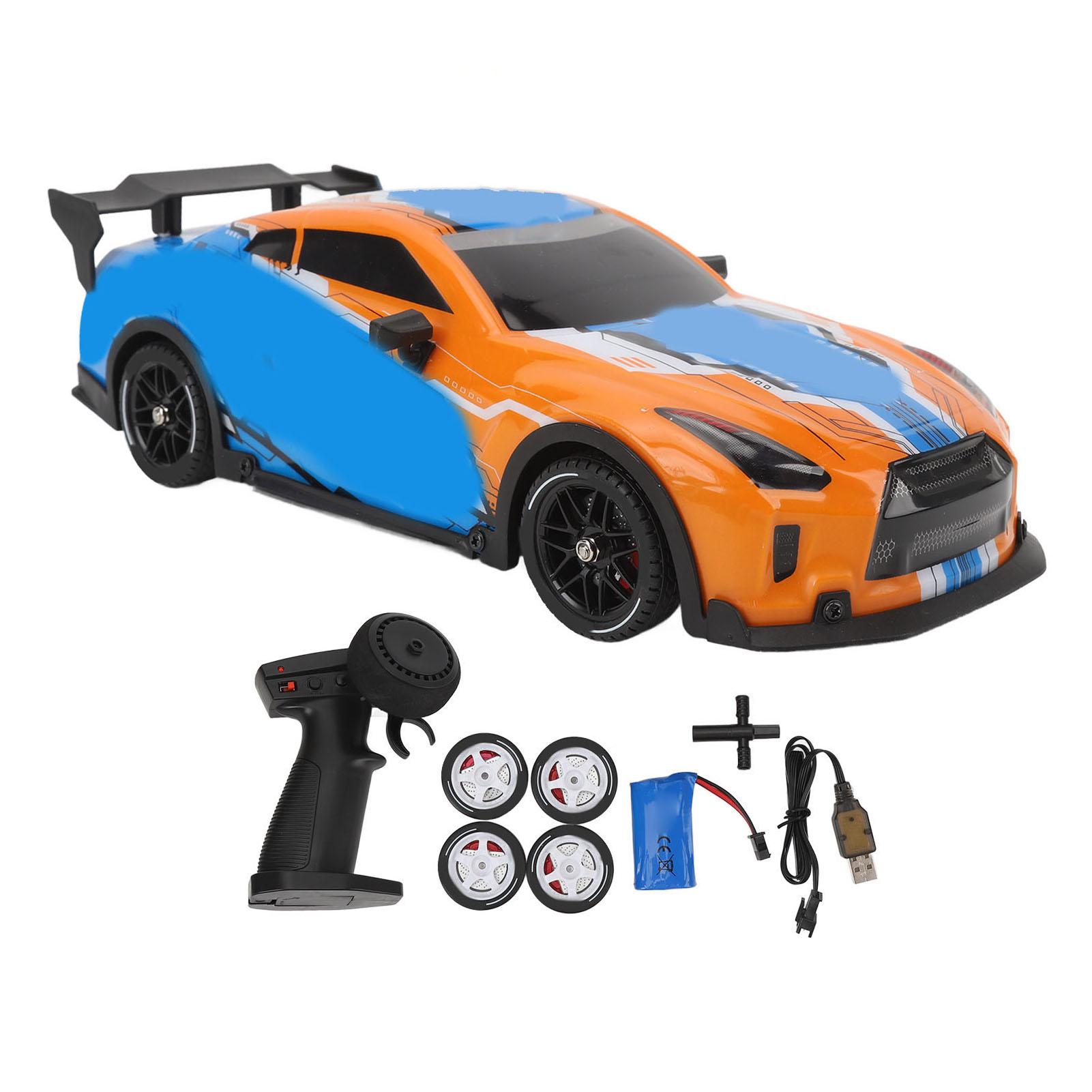 1 16 Scale Light Up Racing Car Toy 2.4G 4WD Drifting Electric High Speed RC Drift Car Orange Blue