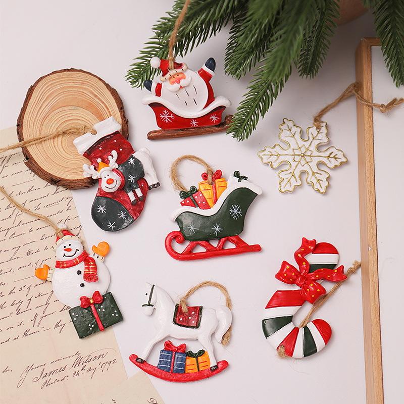 Christmas Resin Small Pendant Christmas Tree Decoration Pendant Accessories American Retro Christmas Small Pendant Christmas Decorations