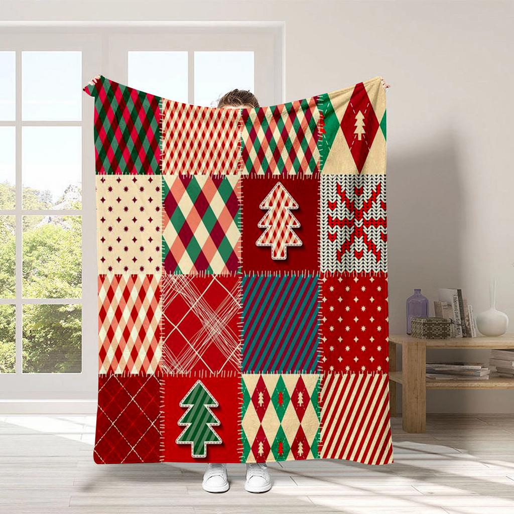 Christmas Cartoon Series Printed Blanket for Sofa Travel Camping Living Room Office Conditioning Blanket for All Seasons Gifts