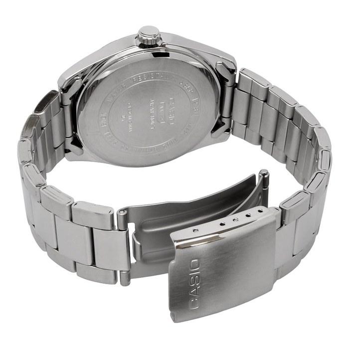 Casio MTP-1302DA-3AV Men's Analog Quartz Watch, Silver Metal Band, Green Textured Dial
