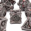 7 Pcs Silver Red Tree Stump Root Metal Dice Solid Metal Polyhedral Dice Set Suitable for Role-Playing RPG  Board Game Card Game