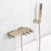 Tuqiu Set Doccia Vasca da Bagno Grigio Montaggio a Parete Rubinetto per Vasca da Bagno Oro Spazzolato Miscelatore per Vasca e Doccia a Cascata per Bagno Ottone Nuovo