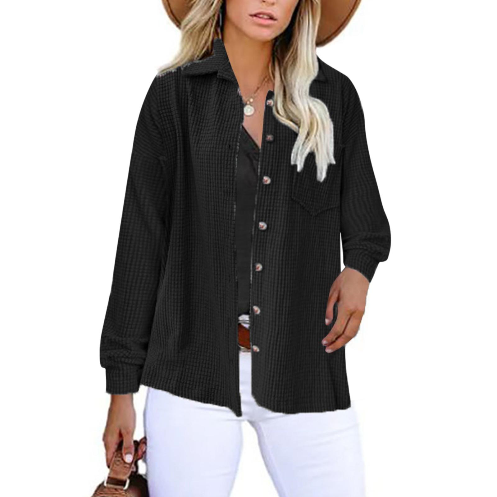 

Женская и зимняя мода Однотонная однобортная куртка с длинными рукавами XL чёрный