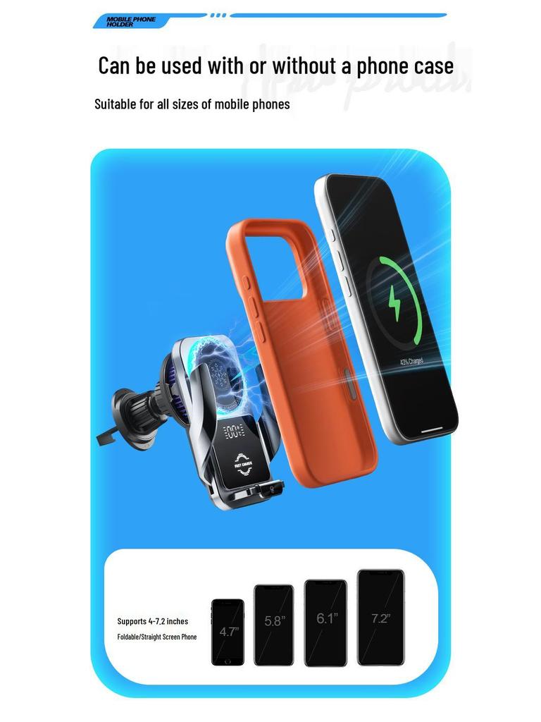 2026 Smart Car Phone Holder with 15W Wireless Charging and Auto Opening/Closing