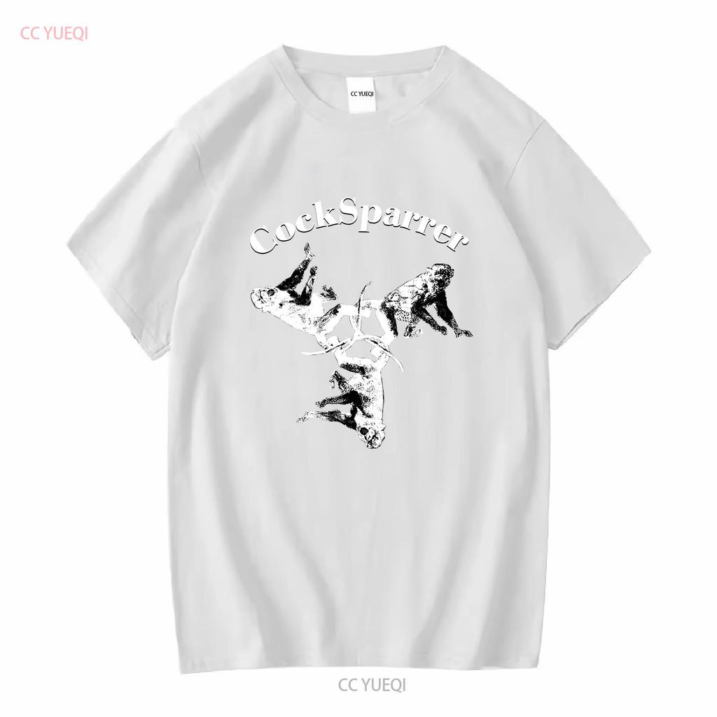 COCK SPARRER ZWEI AFFEN NEUES SCHWARZES T-SHIRT lang- oder kurzärmlig Vintage Gewaschene Streetwear Atmungsaktiv Leicht dehnbar Unisex
