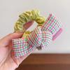 Hair Tie Dot Plaid Print Handcrafted Bow Flower Design Hair Rope Soft Fabric High Elasticity Pastoral Style Hair Band Hair Accessory
