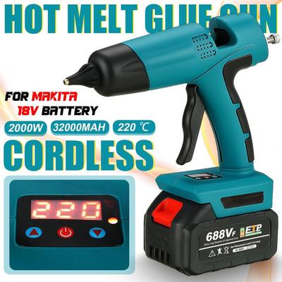 Pistolet à colle thermofusible sans fil 2000W, affichage de la température, outil de réparation de bricolage à domicile Rechargeable pour batterie Makita 18V