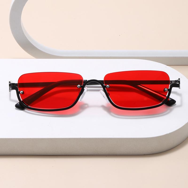 Fashionable Luxury  Designer Half-Rim Rectangular Sunglasses Women Vintage Small Frame Sun Glasses Ladies Geometric Square Eyewear