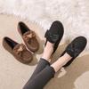 Korean Style Women's Velvet Lined Cotton Bow Toe Warm Indoor Shoes