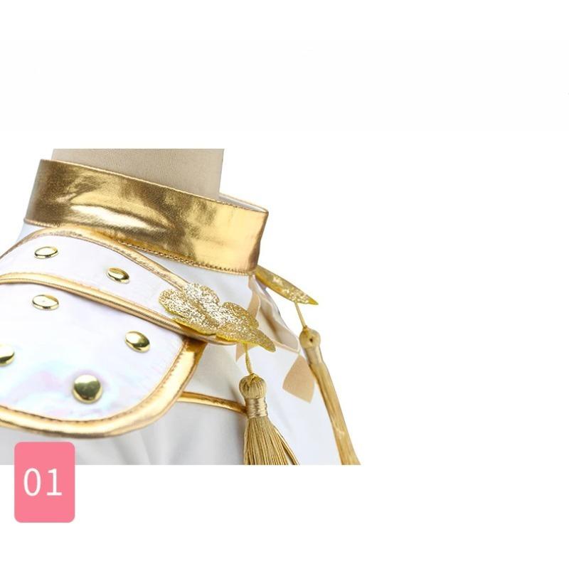 K-POP Style Halloween Party Costume for Kids Idol Performance Outfit with Glitter Top and Skirt Girls White Magic Group Costume