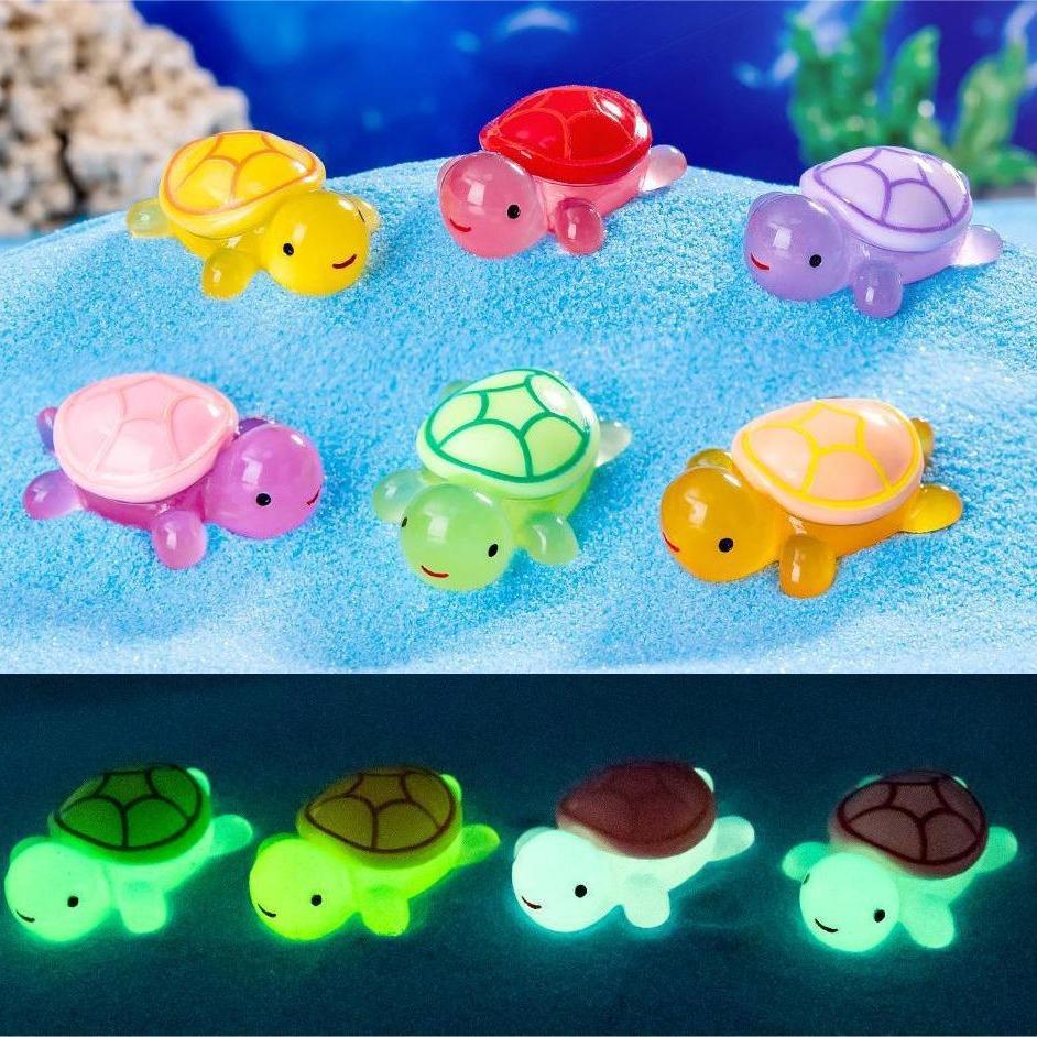 50Pcs Luminous Mini Turtles Moss Microlandscape Miniature Turtles Figurines Fairy Garden Accessorie Home Decor Glows In The Dark