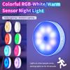 USB Rechargeable RGB Motion Sensor Night Light  Wireless Magnetic LED Closet Lamp Color Changing Puck Light for Kitchen Cabine