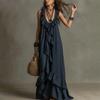 2026 Damenmode, Sommer-Modekleid, lässiges Retro V-Ausschnitt ärmelloses Kleid mit Rüschenrand