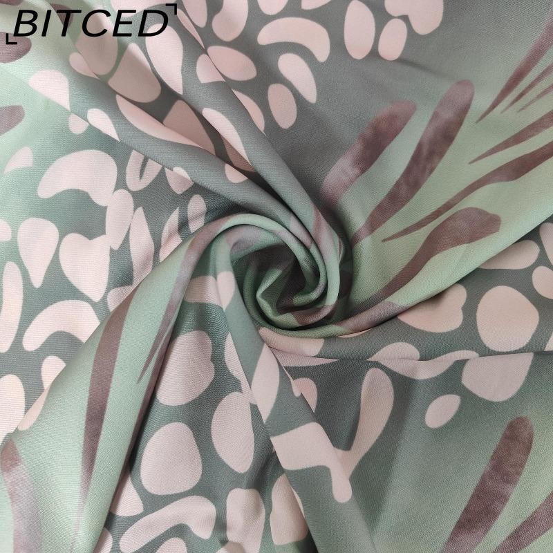 BITCED Damenmode Eng anliegend Bedruckt Gedreht Mittlere Taille Sinnlich V-Ausschnitt Frühling Kleid